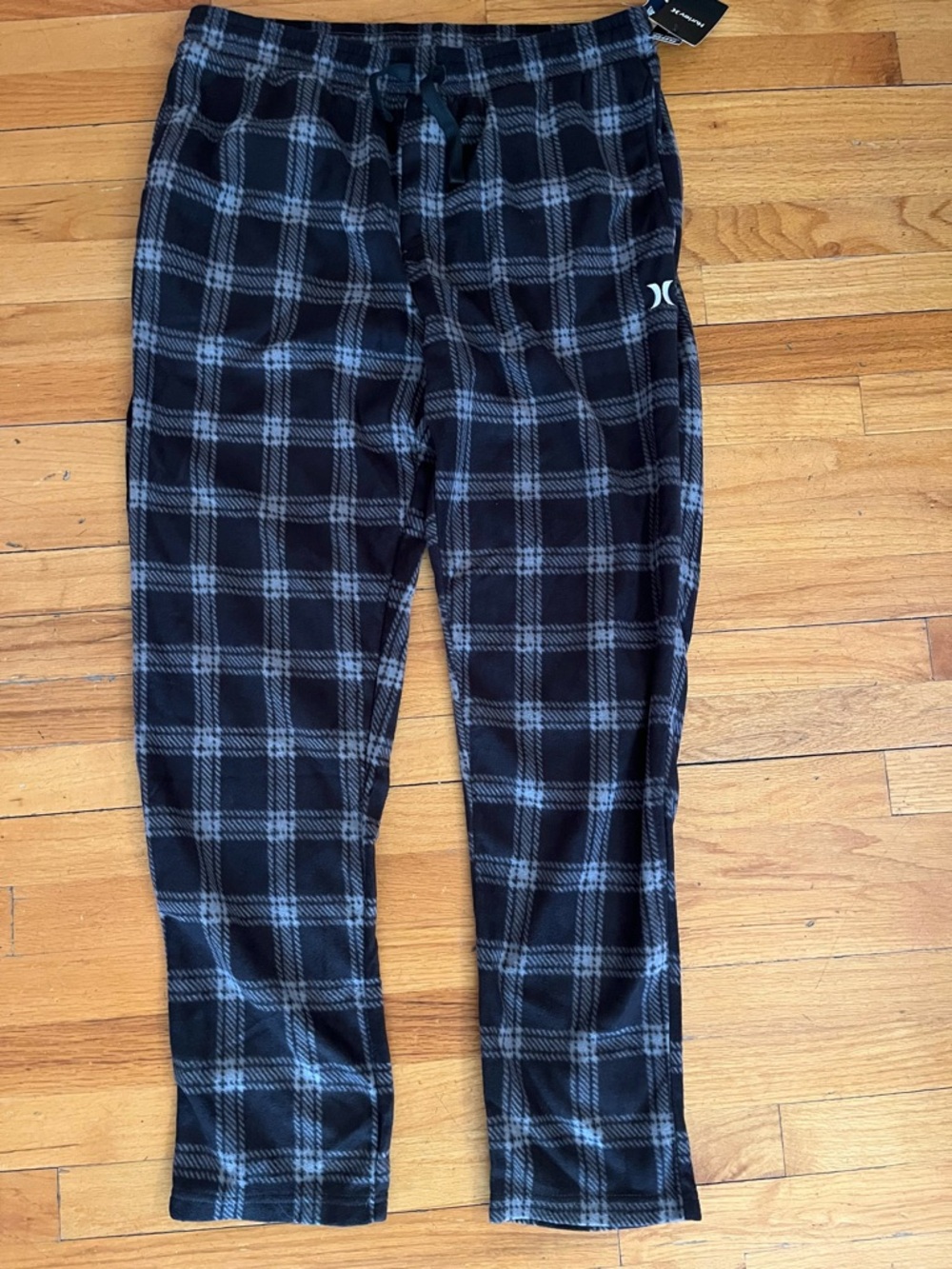 Hurley Black & Gray Plaid Fleece Lounge Pants